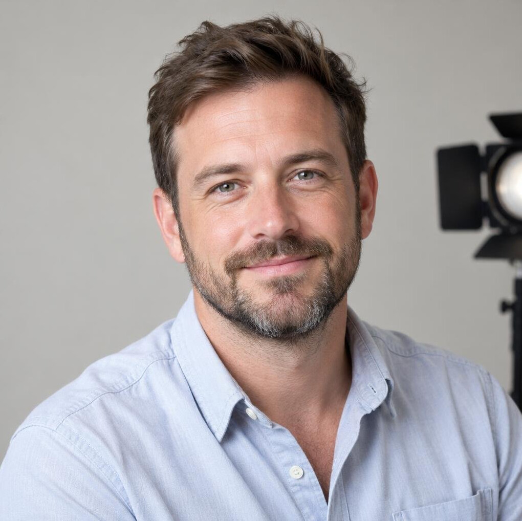 Portrait of a bearded man in a light shirt